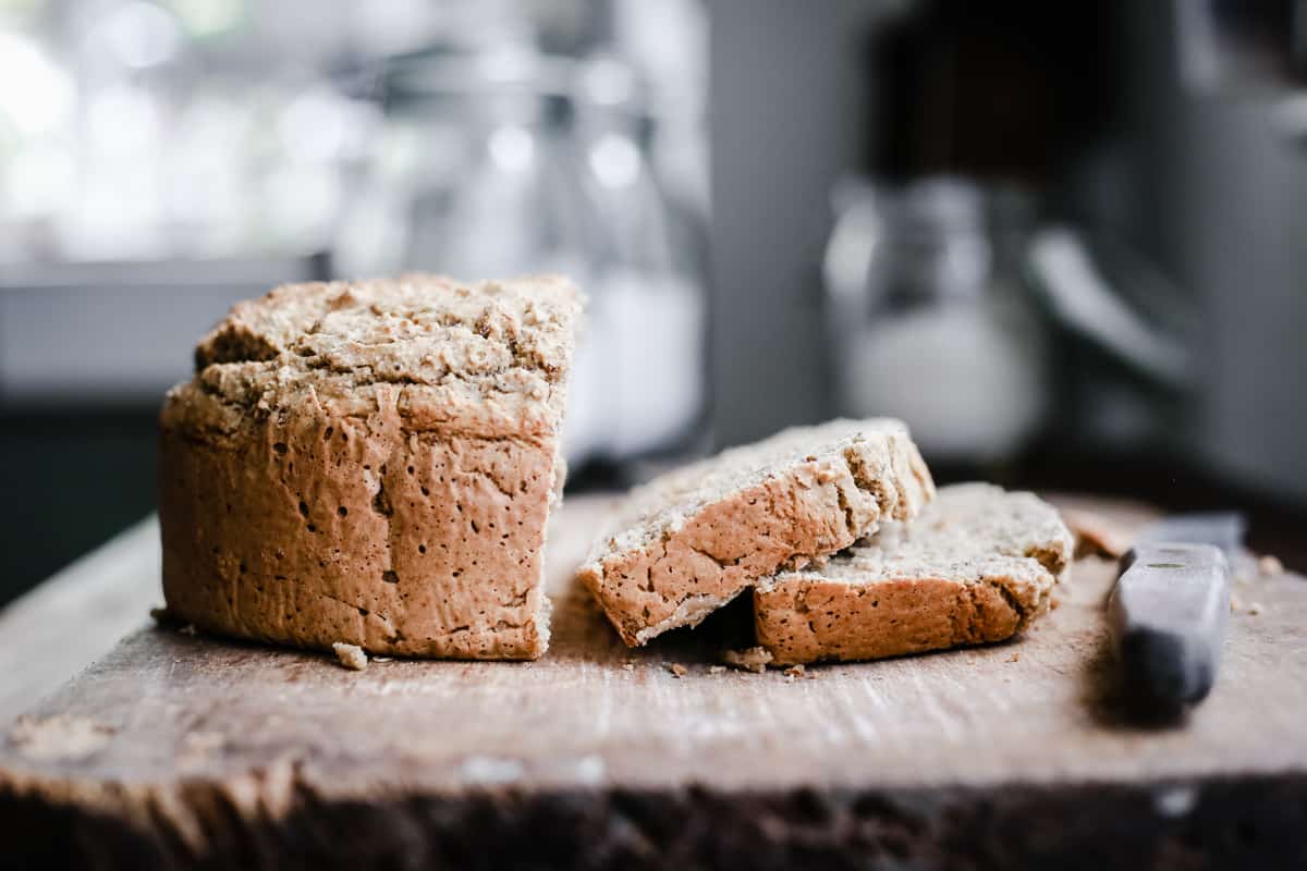 sliced gluten-free irish soda bread on bread board