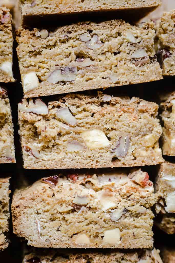 close up of gluten-free blondies