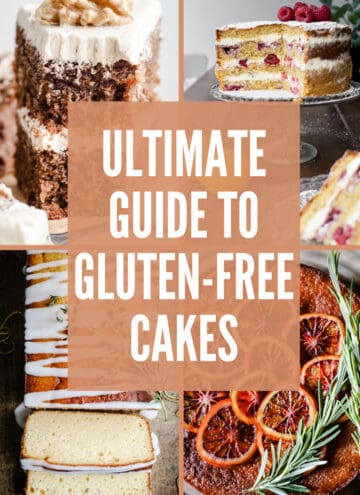Image Collection of gluten-free cakes with text superimposed