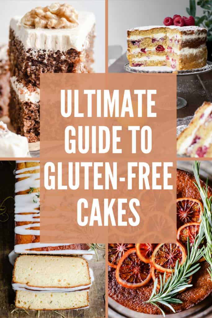 Image Collection of gluten-free cakes with text superimposed