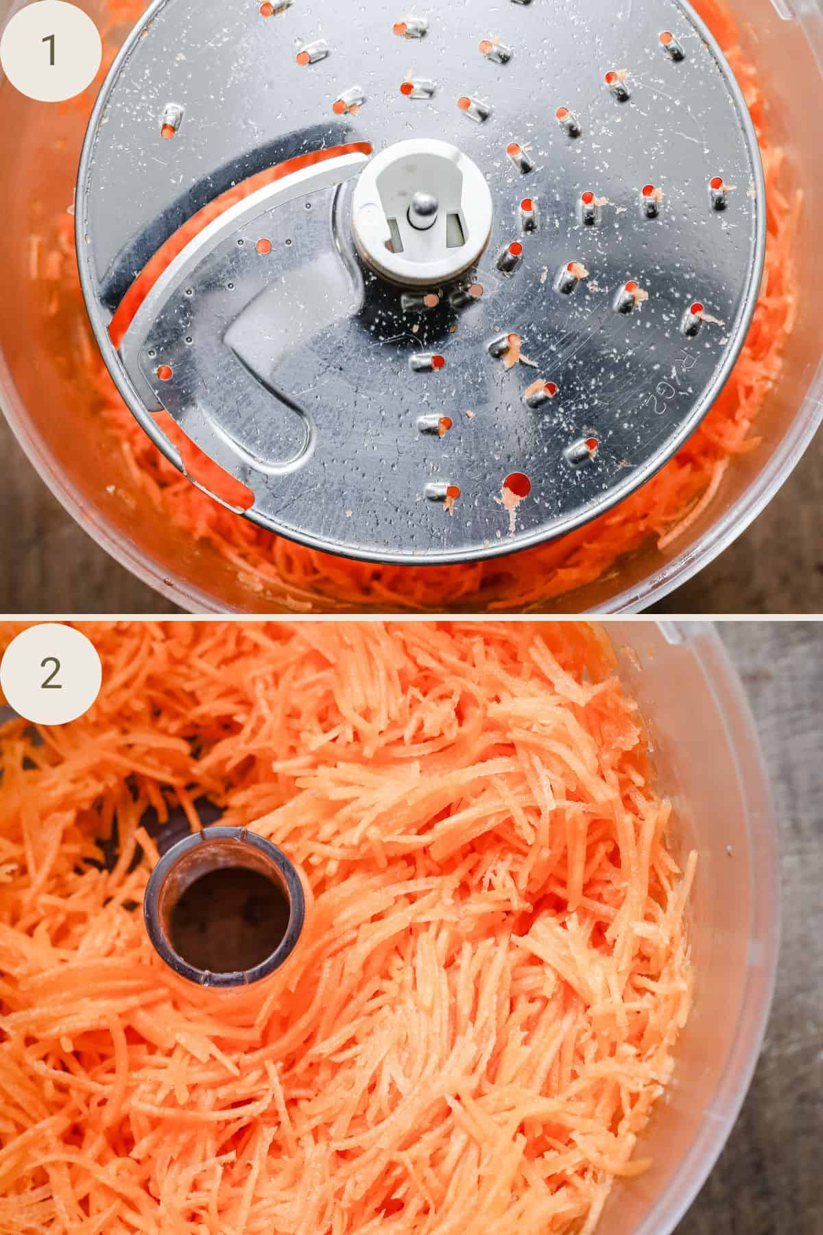 Carrot shredded as fine as possible in the food processor.