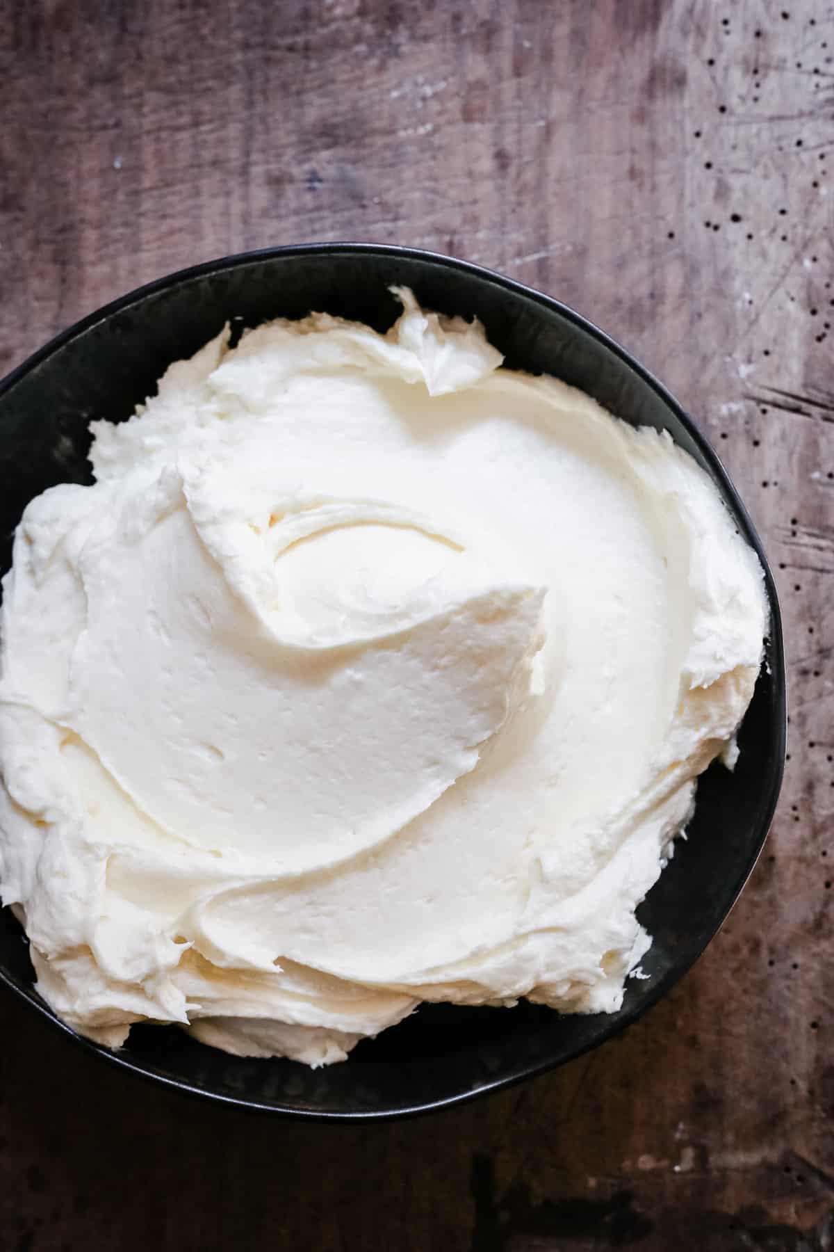 A bowl of cream cheese buttercream