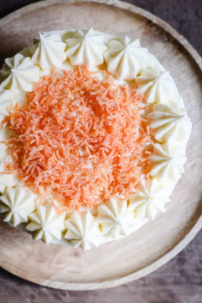 overhead view of gluten-free carrot cake