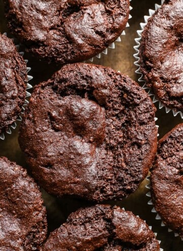 close up of chocolate courgette muffins