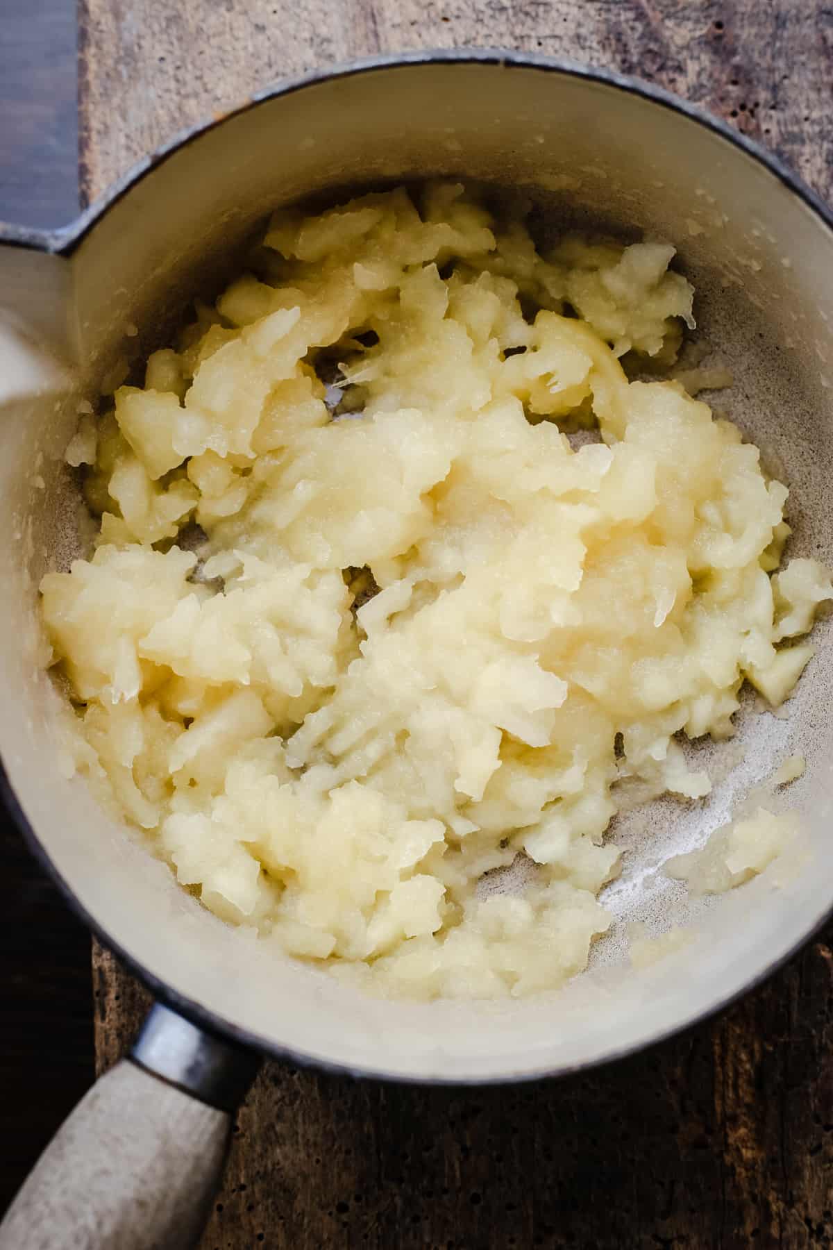 cooked apple in a saucepan