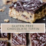 Image collage of Chocolate Tiffin bars with text overlay