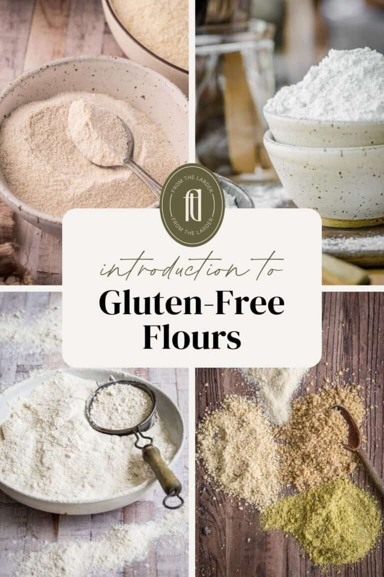 Images of gluten-free flours with text saying Introduction To Gluten-Free Flours