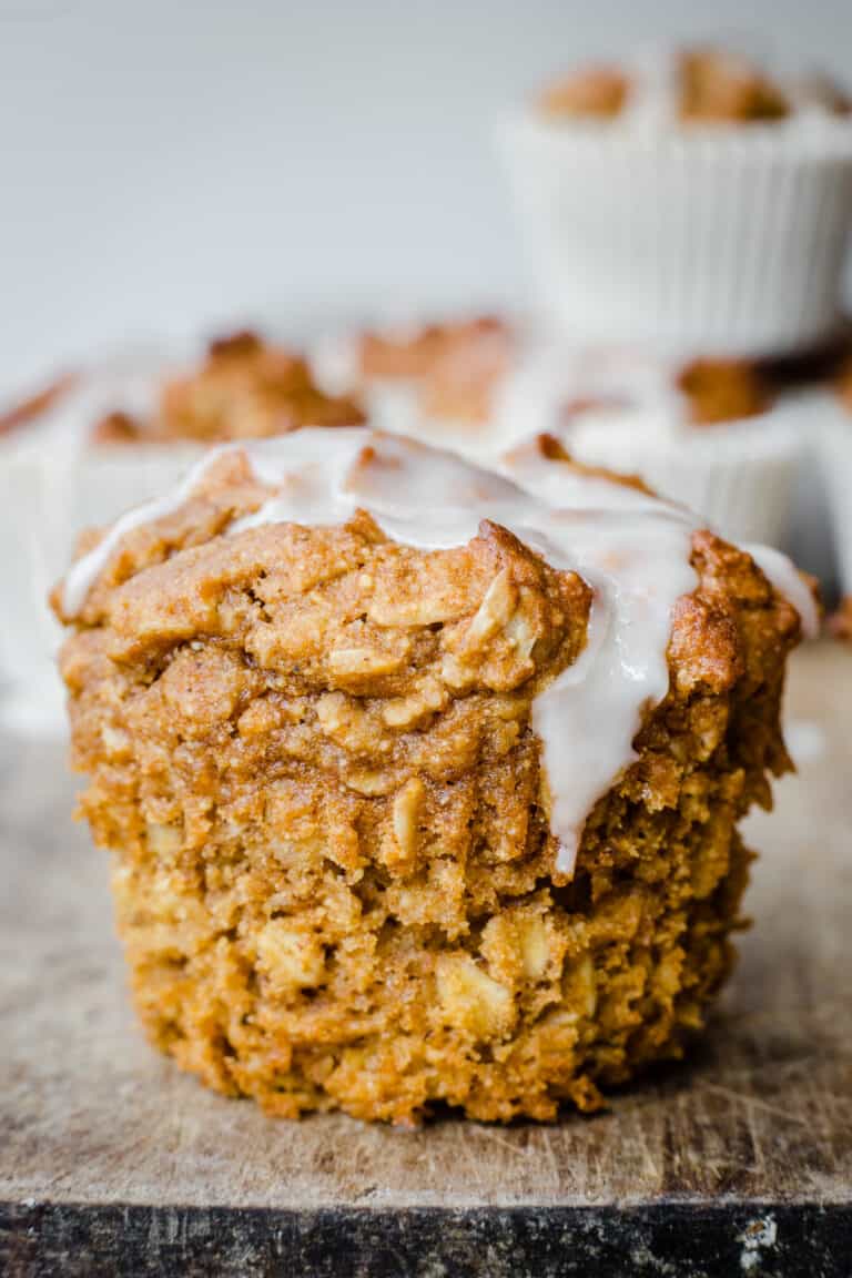 close up of Pumpkin Oatmeal Muffins