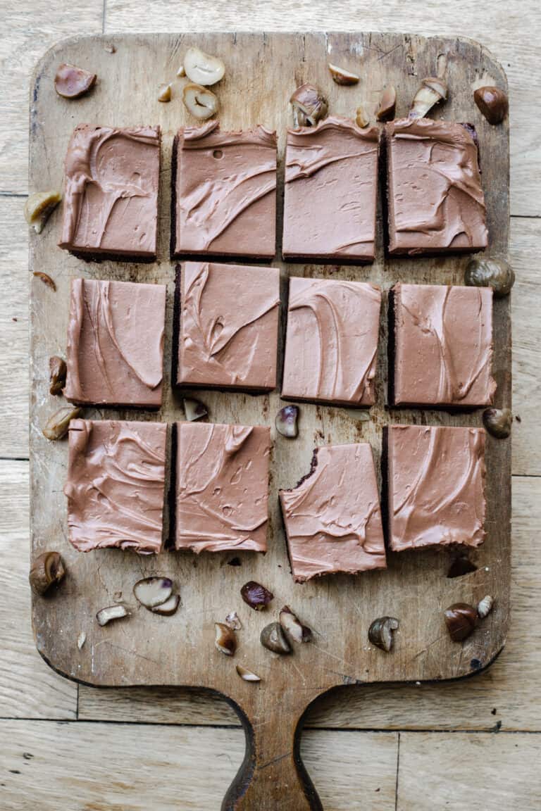 Chestnut Brownies on a wooden board