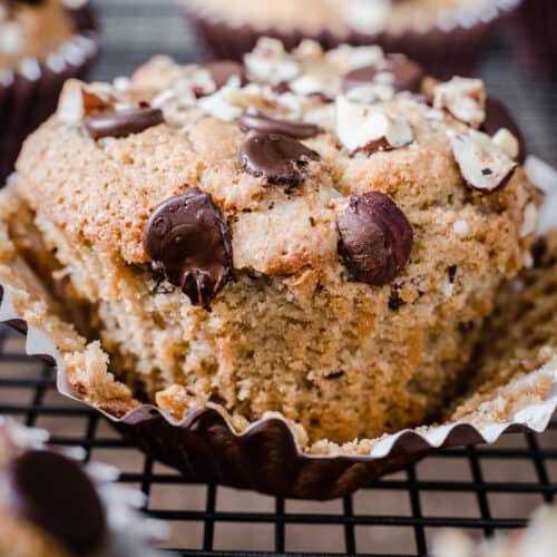 close up of Banana Chocolate Chip Muffin