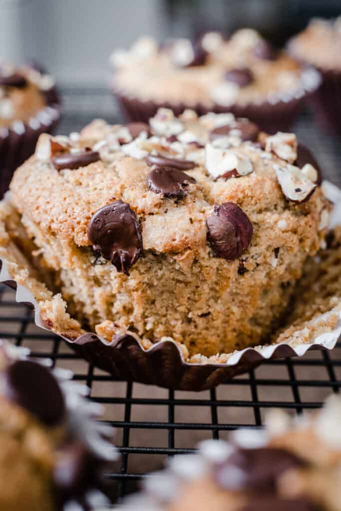 close up of Banana Chocolate Chip Muffin