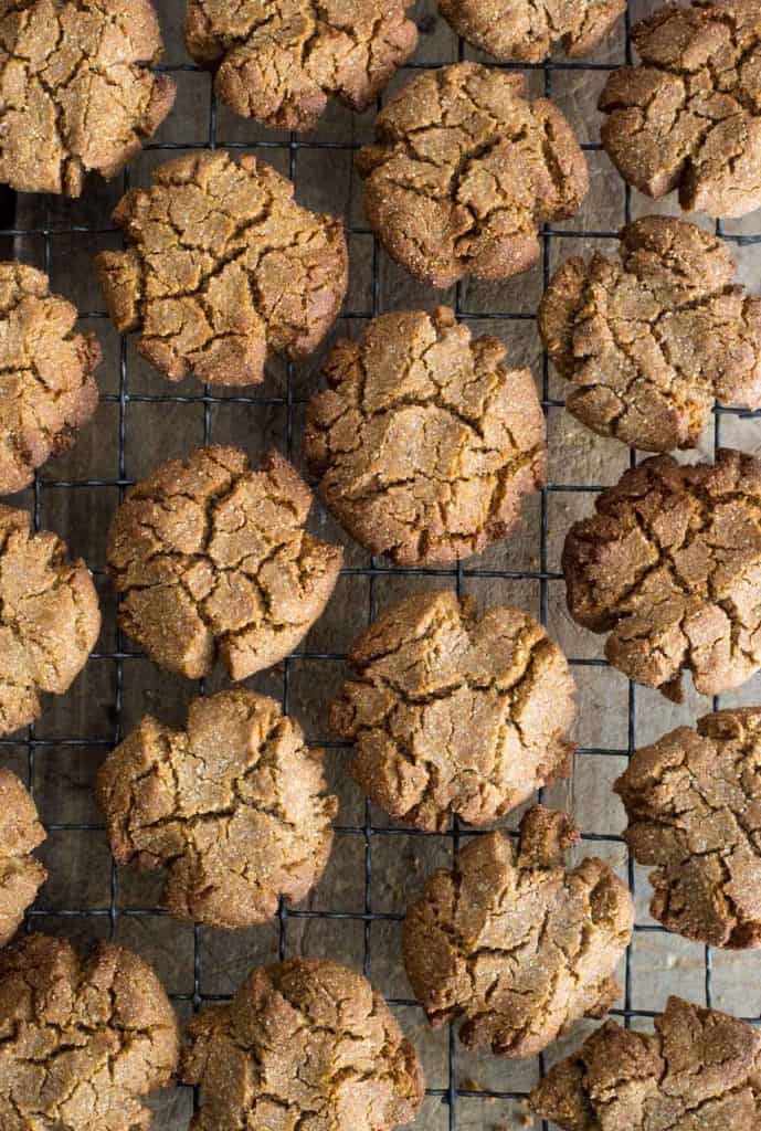 ginger biscuits on a cooling rack