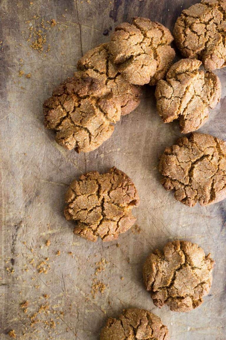 ginger biscuits on a wooden board