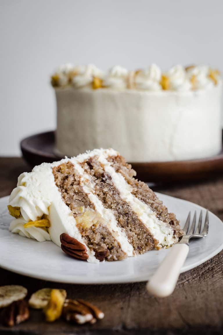 slice of Hummingbird cake on a plate