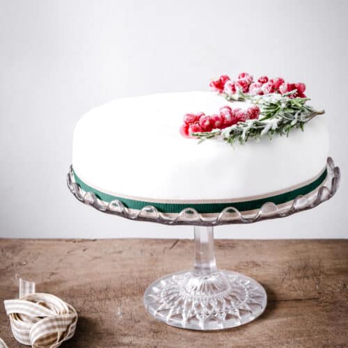 Christmas Cake on a cake stand