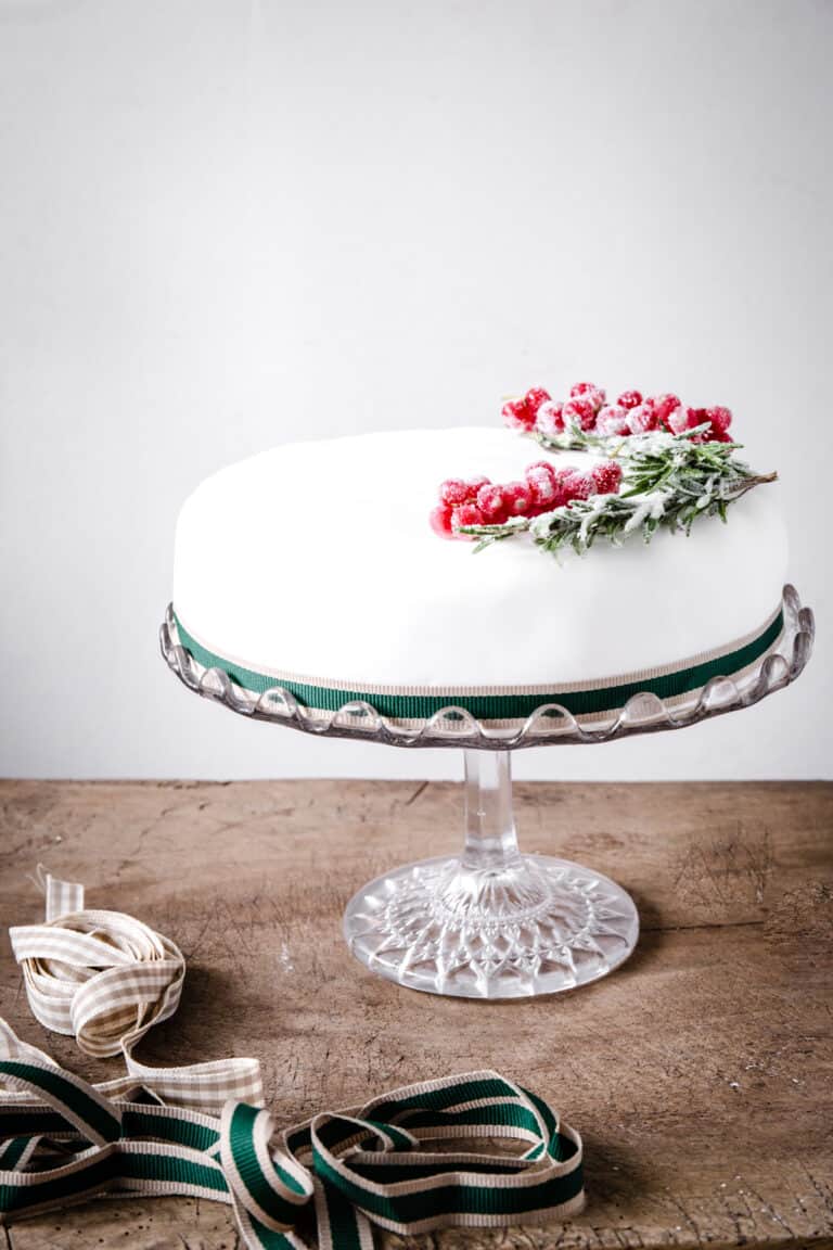 Christmas Cake on a cake stand