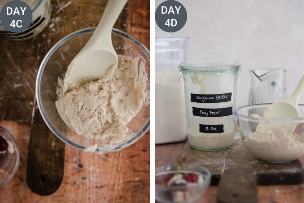 images showing how to discard sourdough starter