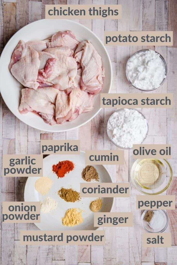 POPCORN CHICKEN ingredients on table