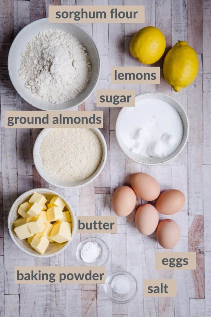 ingredients for lemon drizzle cake