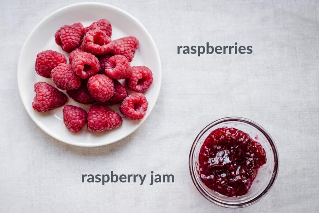 raspberry crush ingredients in bowls