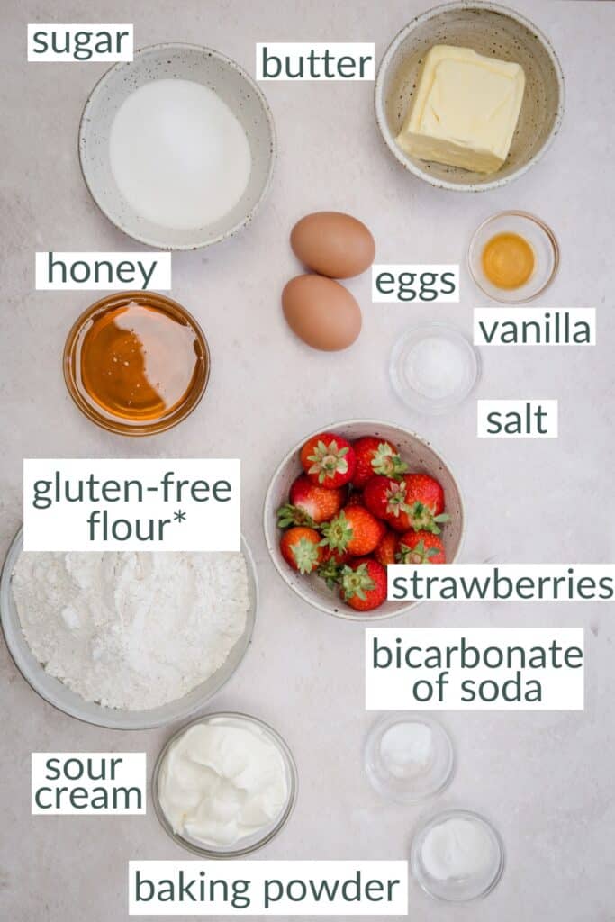 ingredients for cake on a table