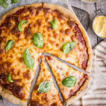 gluten free pizza cut into slices