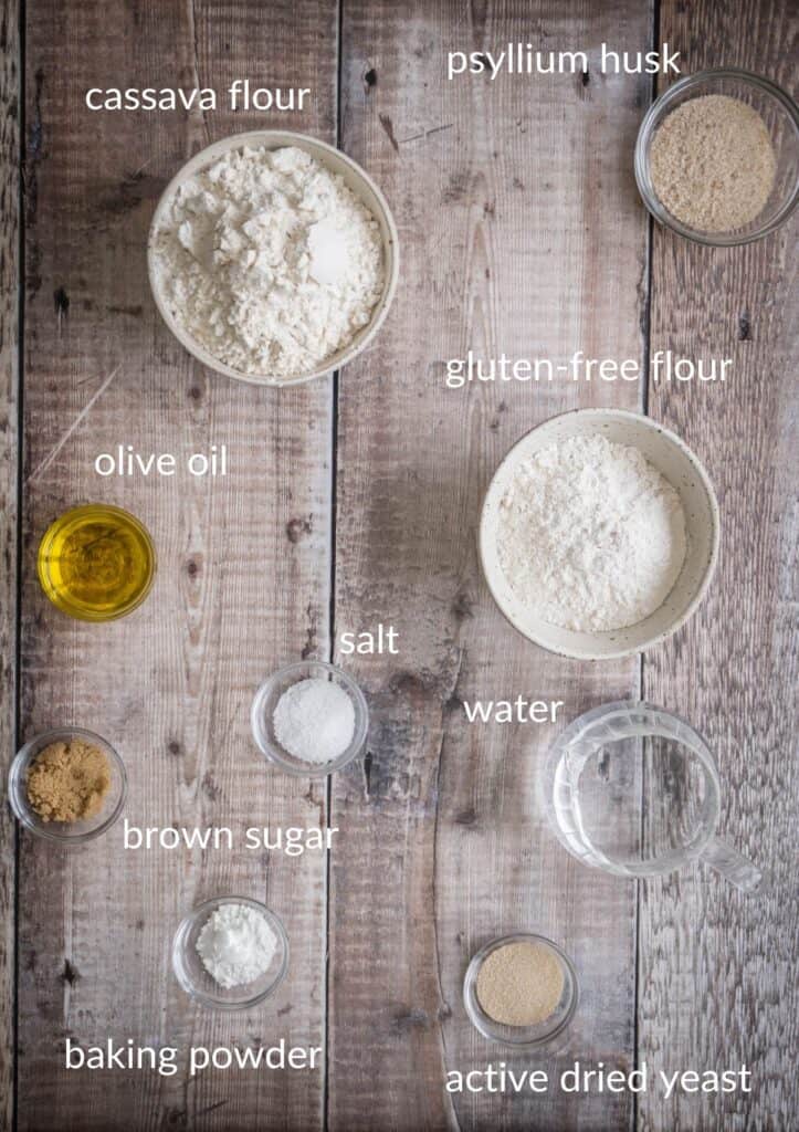 pizza dough ingredients on table