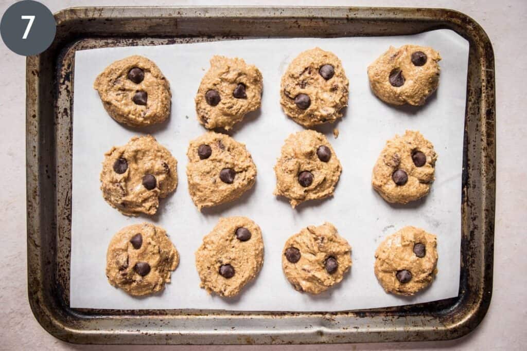 cookie dough bites on baking tray