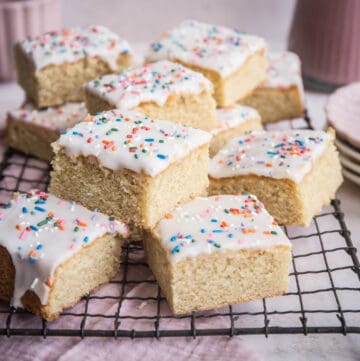 School Cake on wire rack stacked
