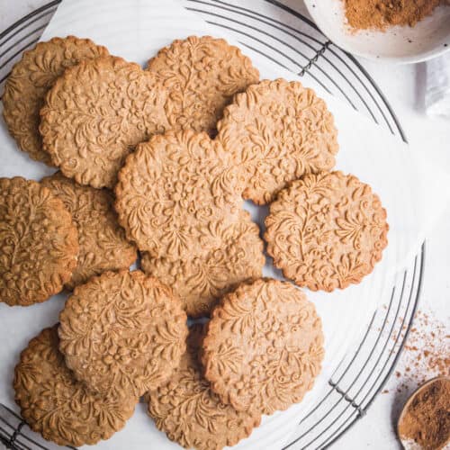 Gluten-Free Embossed Cookies on wire rack