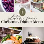 Christmas Dinner Menu image featuring images of christmas dinner dishes with title of the blog post in the middle