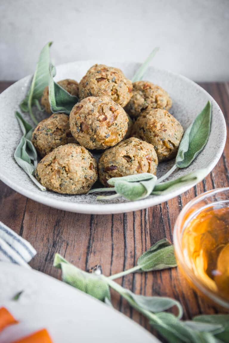 bowl of stuffing balls