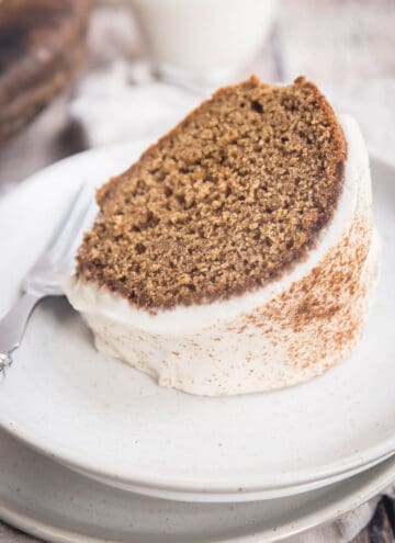 Plate with slice of Gluten Free Spice Cake
