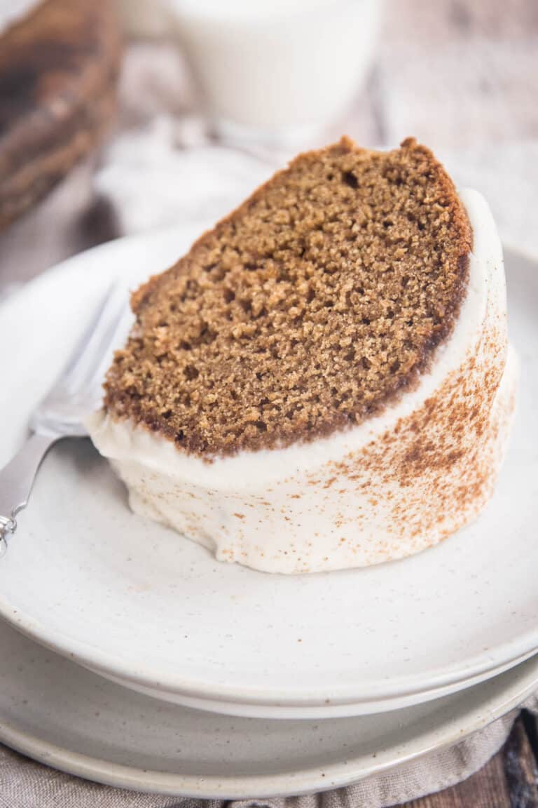 Plate with slice of Gluten Free Spice Cake