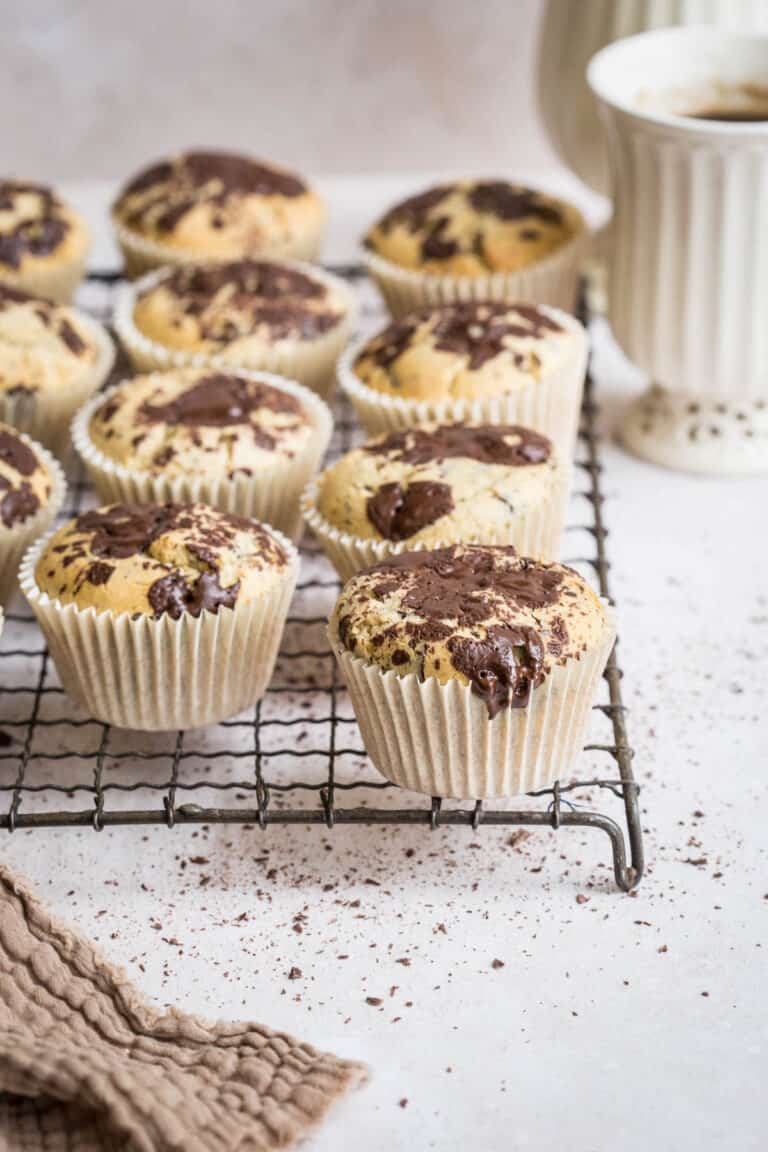 Chocolate Chip Muffins on a wire rack