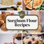 A collage of sorghum flour recipe images.