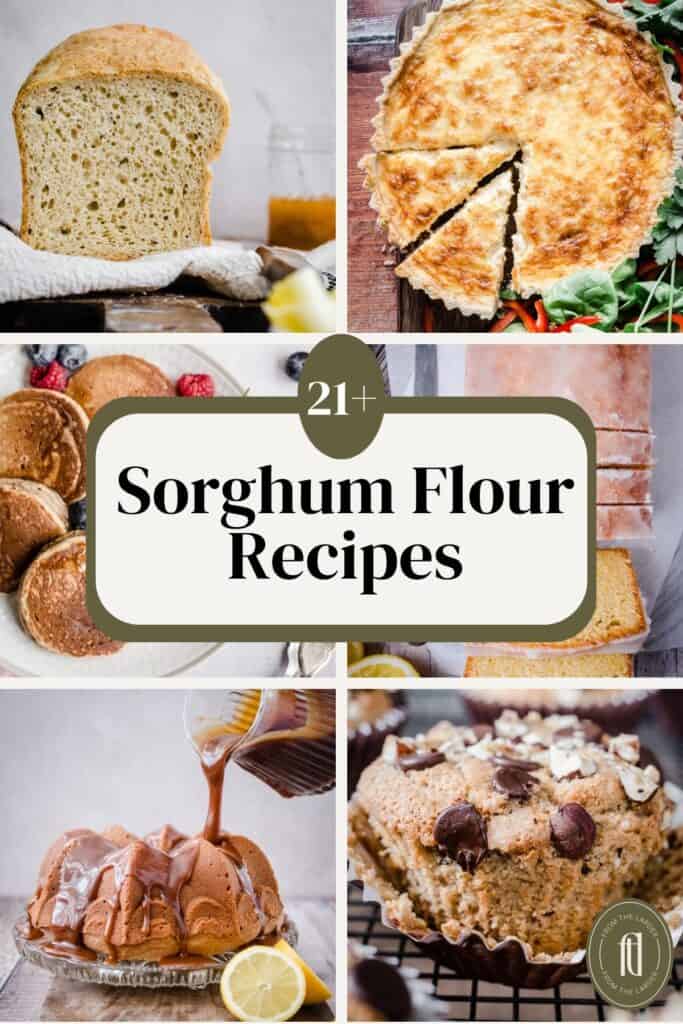 A collage of sorghum flour recipe images.