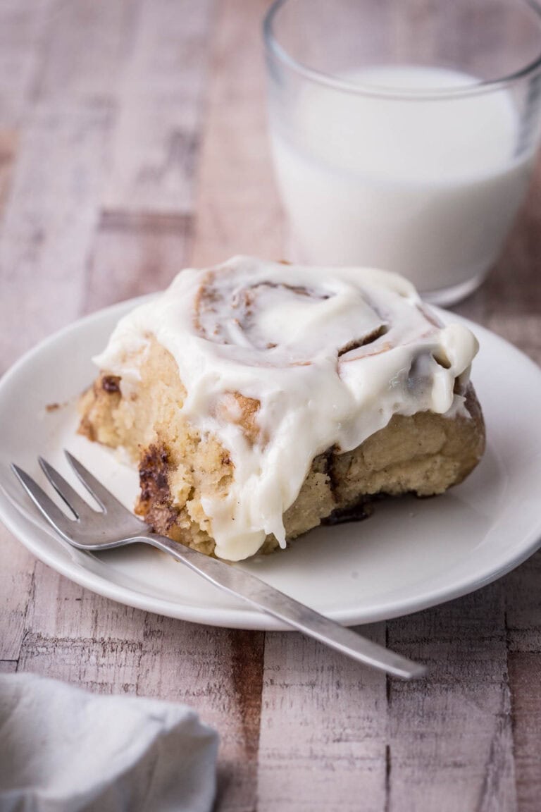 Gluten-Free Cinnamon Roll on a plate.