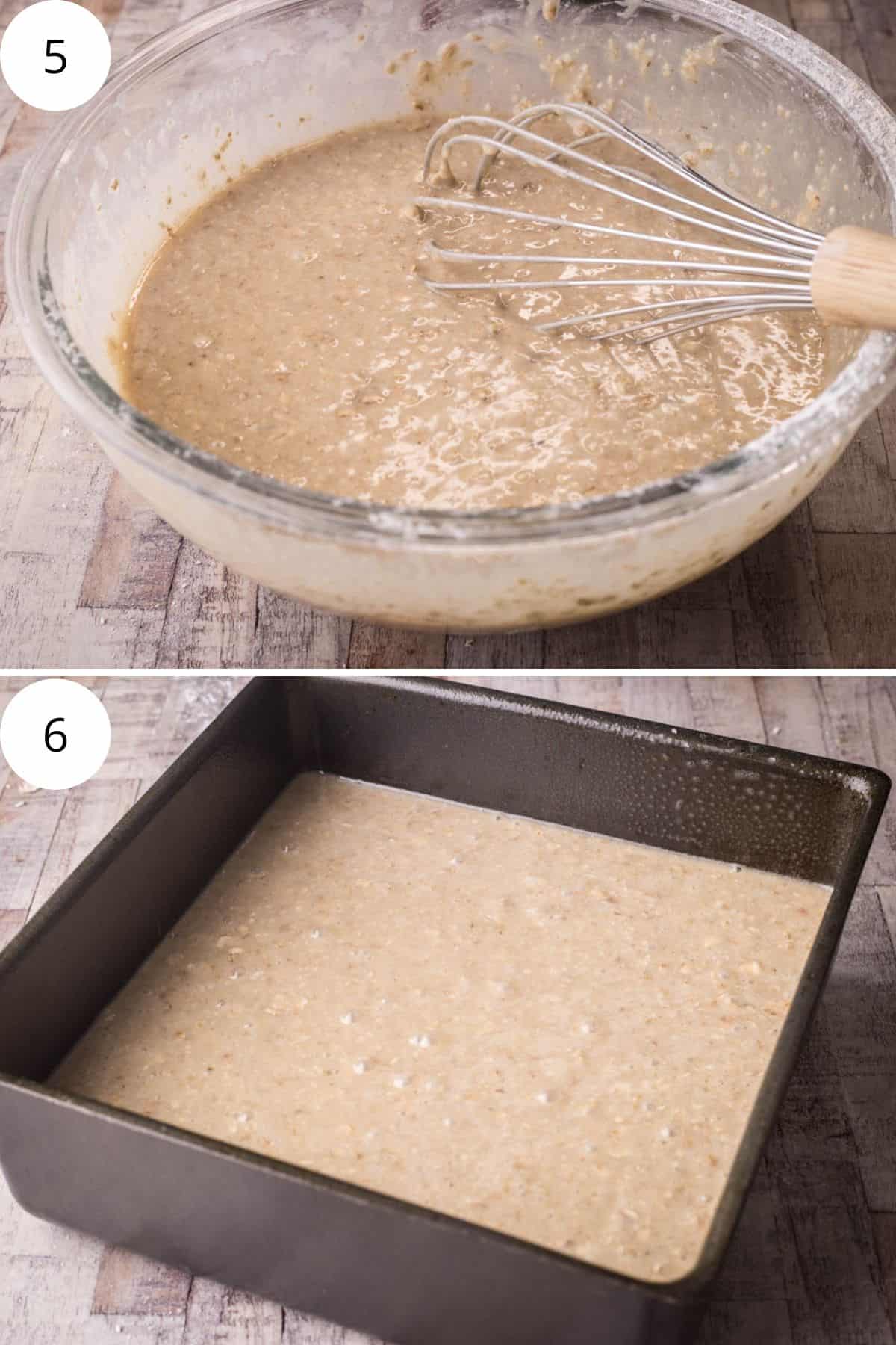 ginger parkin batter in a mixing bowl and then poured into a baking tin.