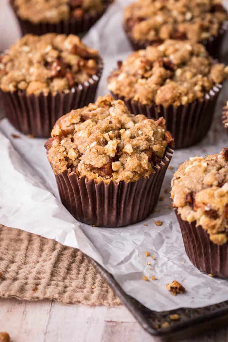 Gluten-Free Apple Pie Muffins on a baking tray.