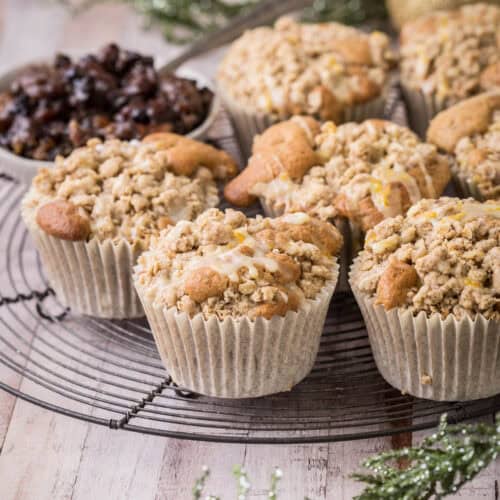 Mincemeat Muffins on a wire rack.