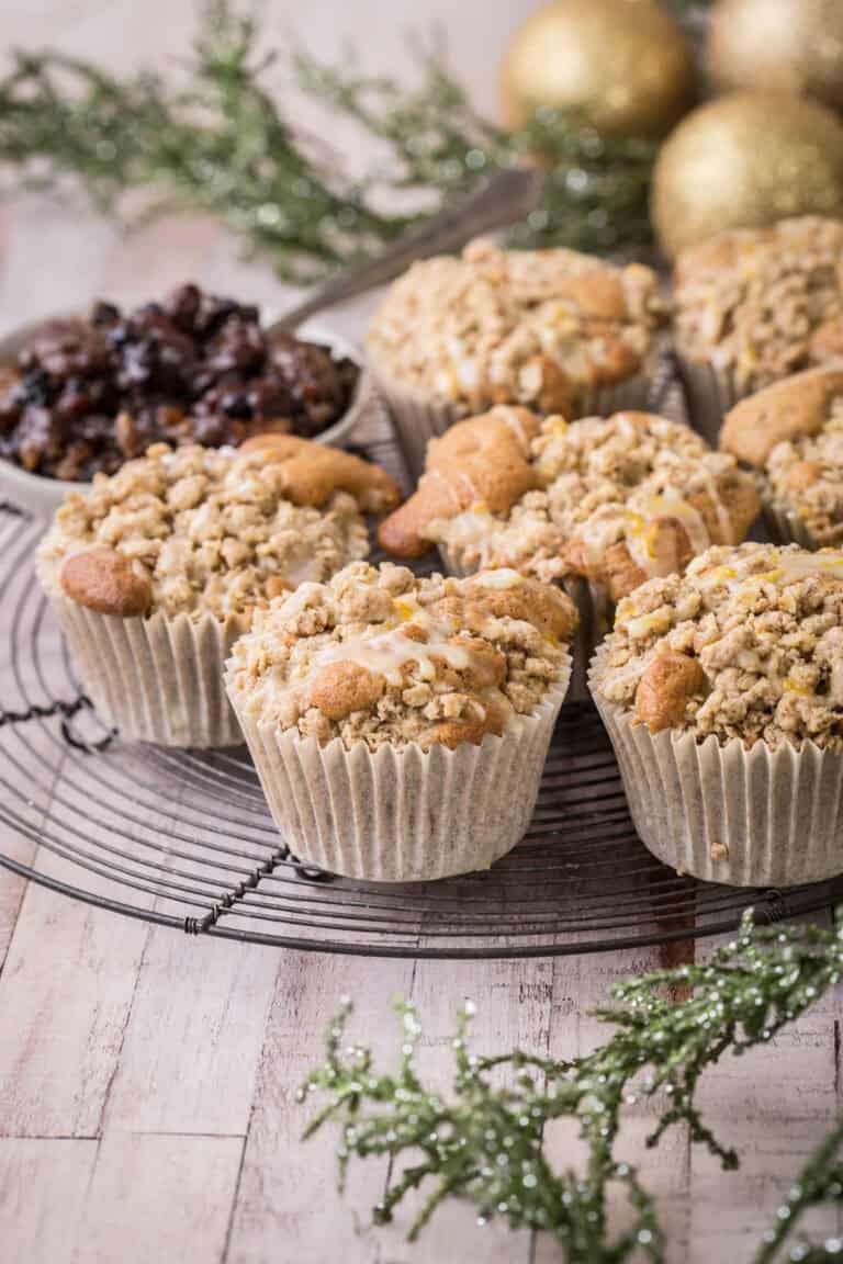 Mincemeat Muffins on a wire rack.