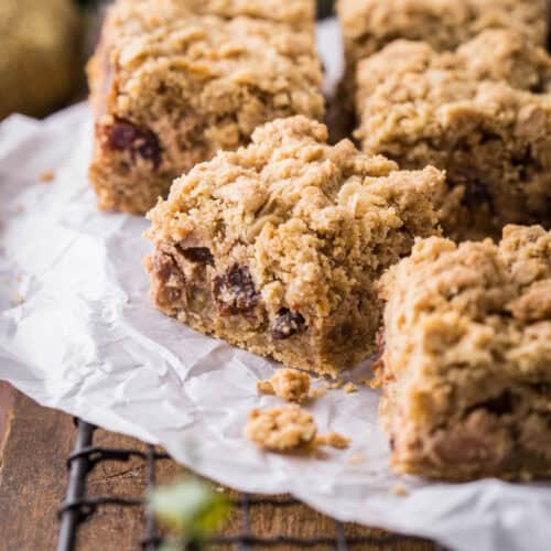Mince Pie Crumble Bars showing soft filling and crisp crumble topping.