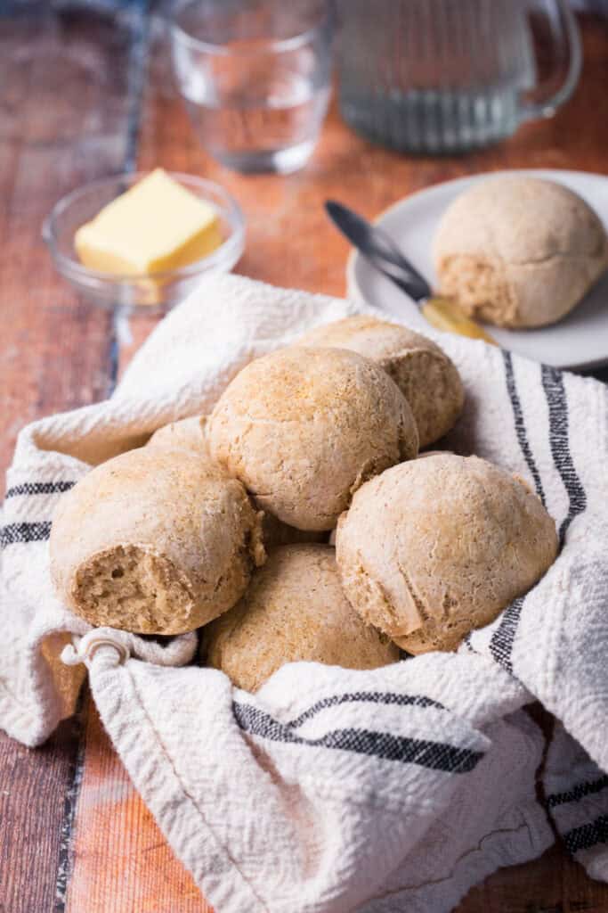 Gluten Free Bread Rolls in a basket.