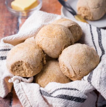 Gluten Free Bread Rolls in a basket.