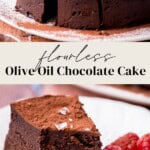 Pin image of Flourless Olive Oil Chocolate Cake.