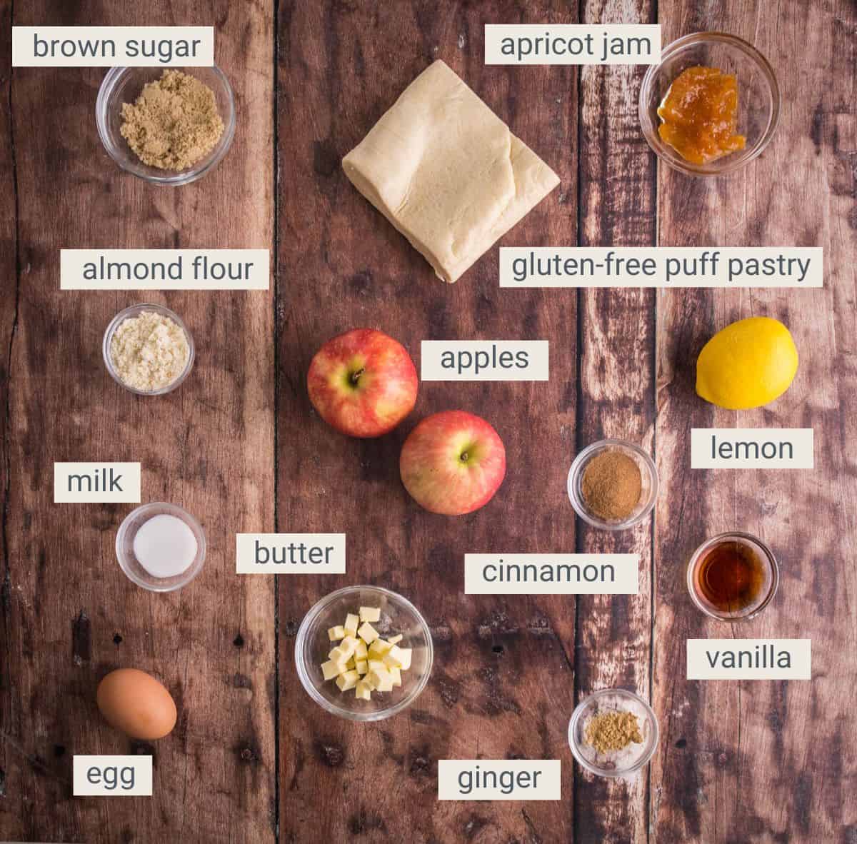 Gluten-Free Puff Pastry Apple Tart ingredients.
