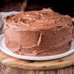Chocolate Buttercream covering a chocolate layer cake.
