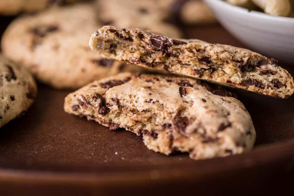 Cashew butter cookie showing inside of cookie.