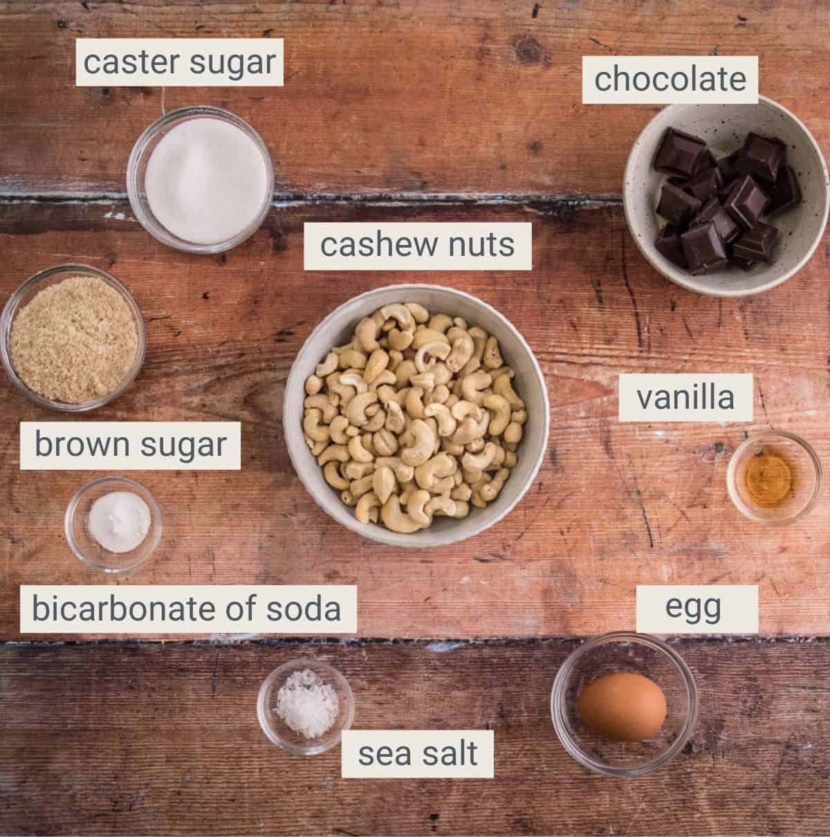 Cashew Butter Cookies ingredients.